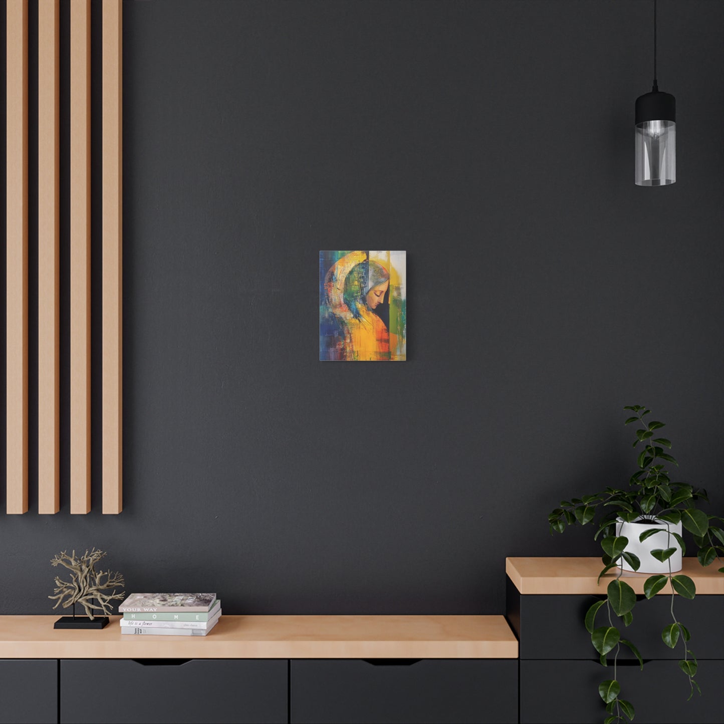 "Mary in Prayer" – Modern Abstract Virgin Mary Canvas Wall Art