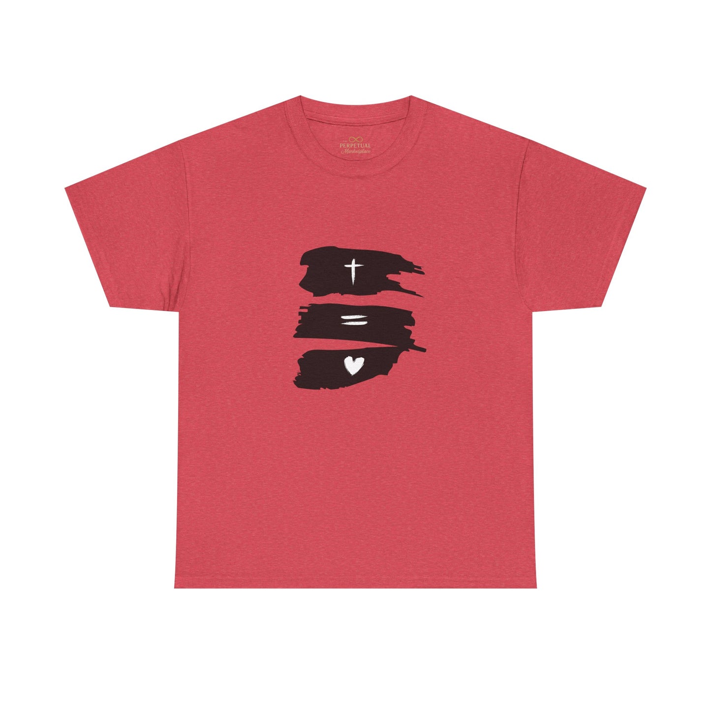 Cross Equals Love – Minimalist Christian Brushstroke T-Shirt