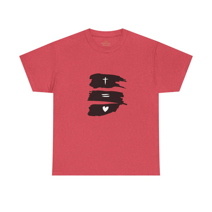 Cross Equals Love – Minimalist Christian Brushstroke T-Shirt