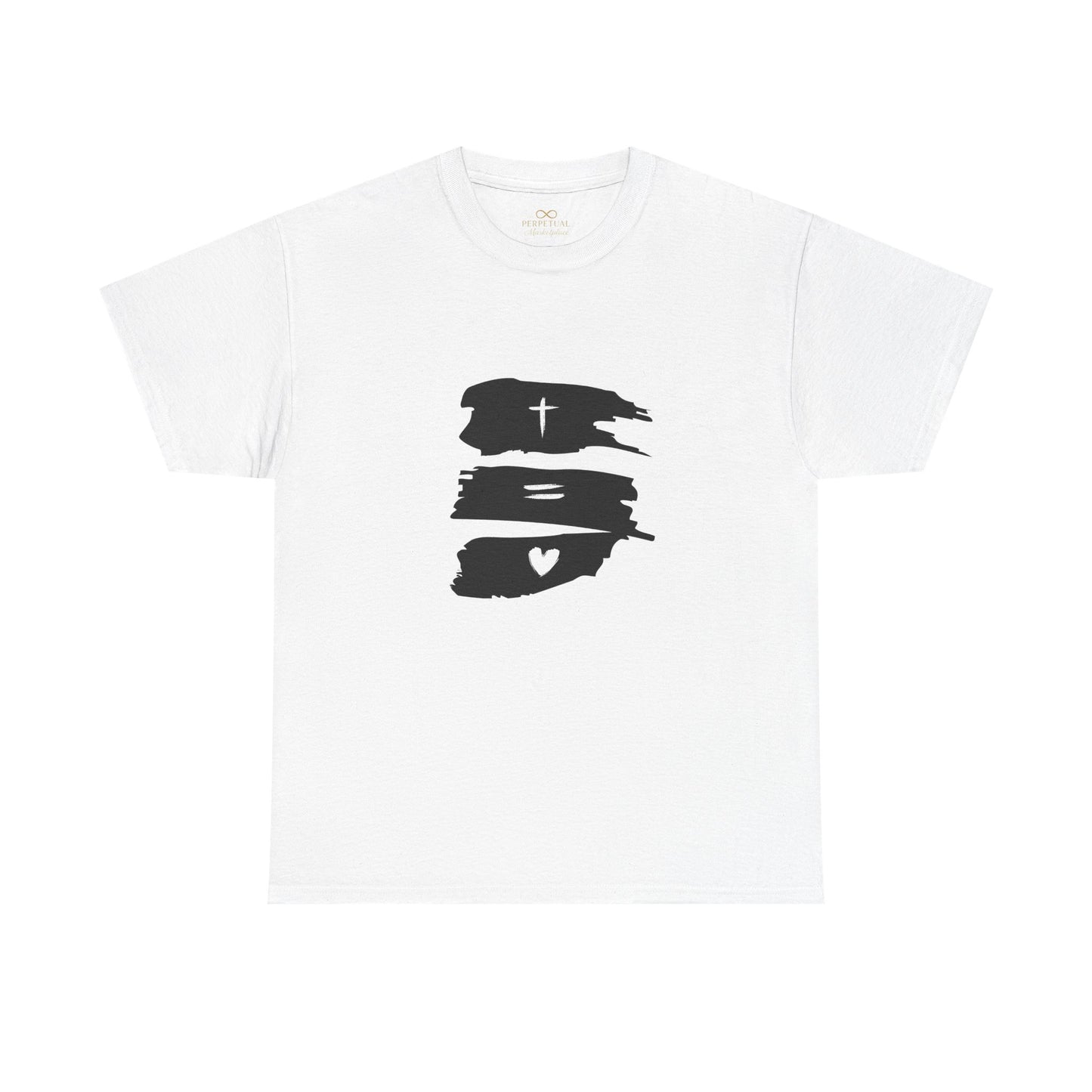 Cross Equals Love – Minimalist Christian Brushstroke T-Shirt