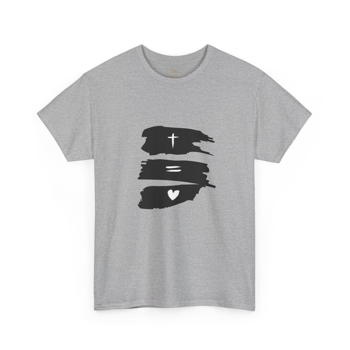 Cross Equals Love – Minimalist Christian Brushstroke T-Shirt