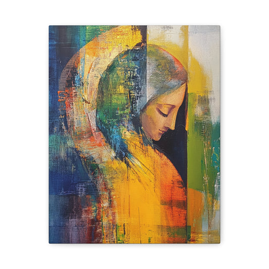 "Mary in Prayer" – Modern Abstract Virgin Mary Canvas Wall Art