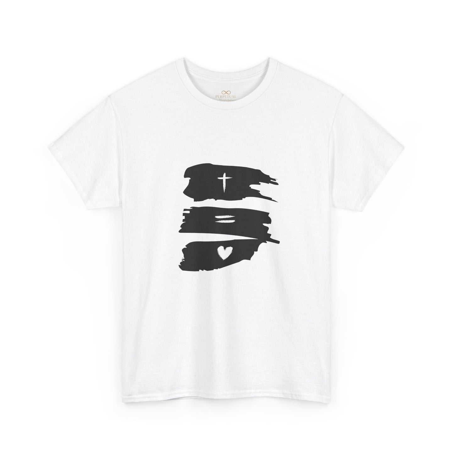 Cross Equals Love – Minimalist Christian Brushstroke T-Shirt