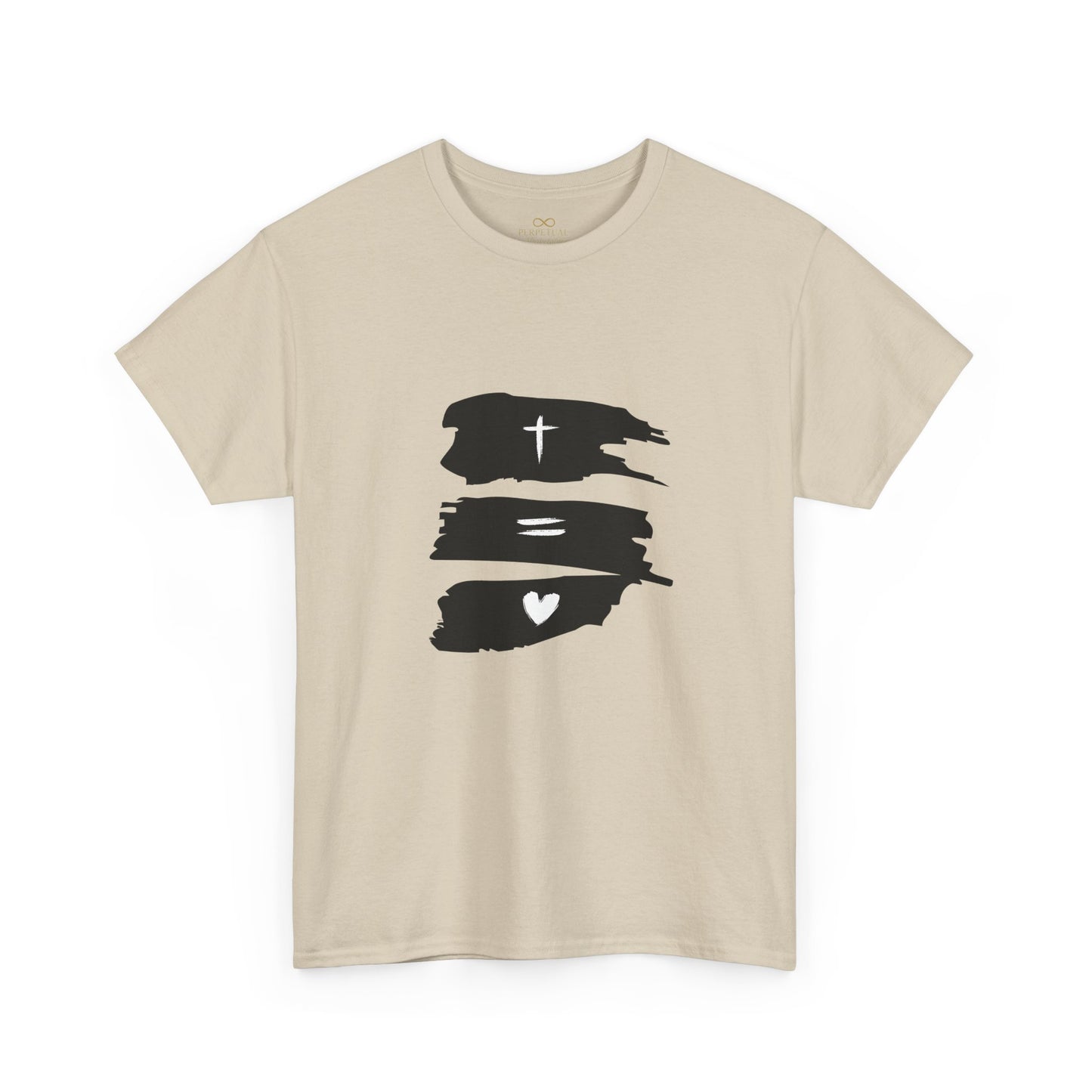 Cross Equals Love – Minimalist Christian Brushstroke T-Shirt