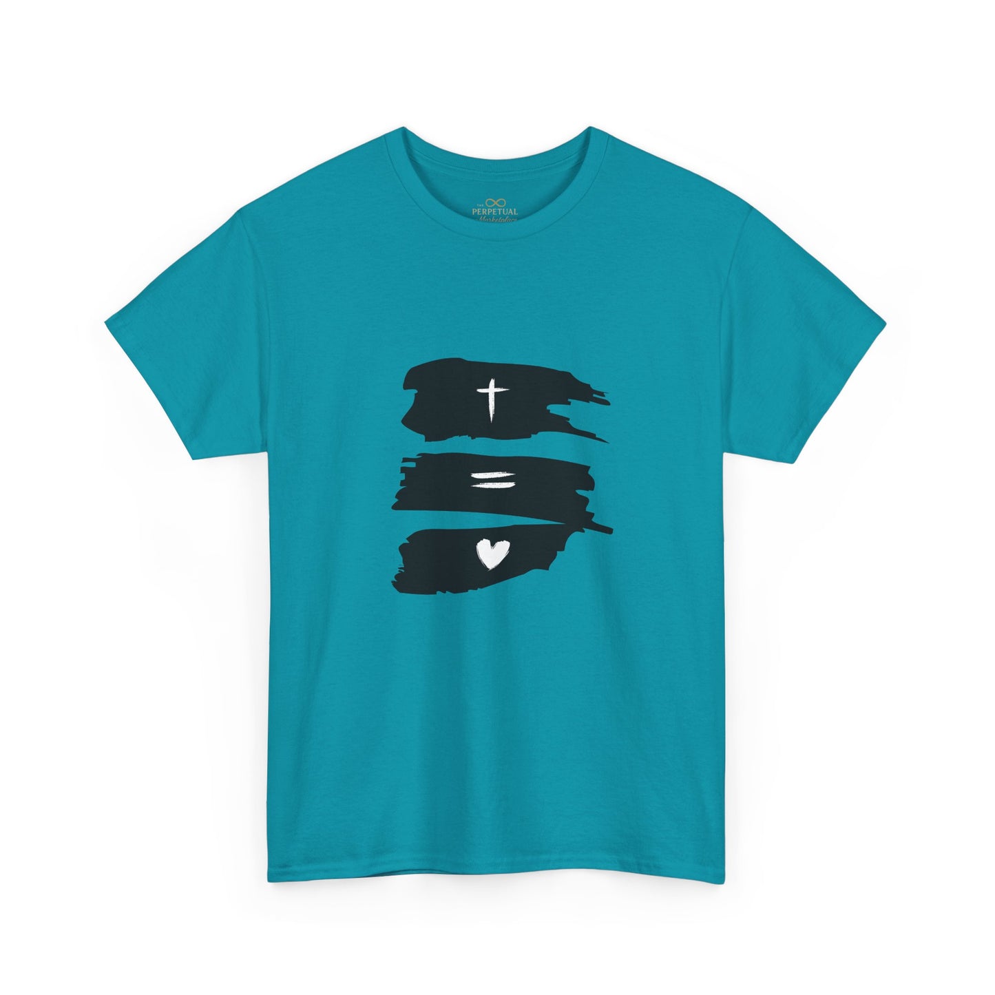 Cross Equals Love – Minimalist Christian Brushstroke T-Shirt