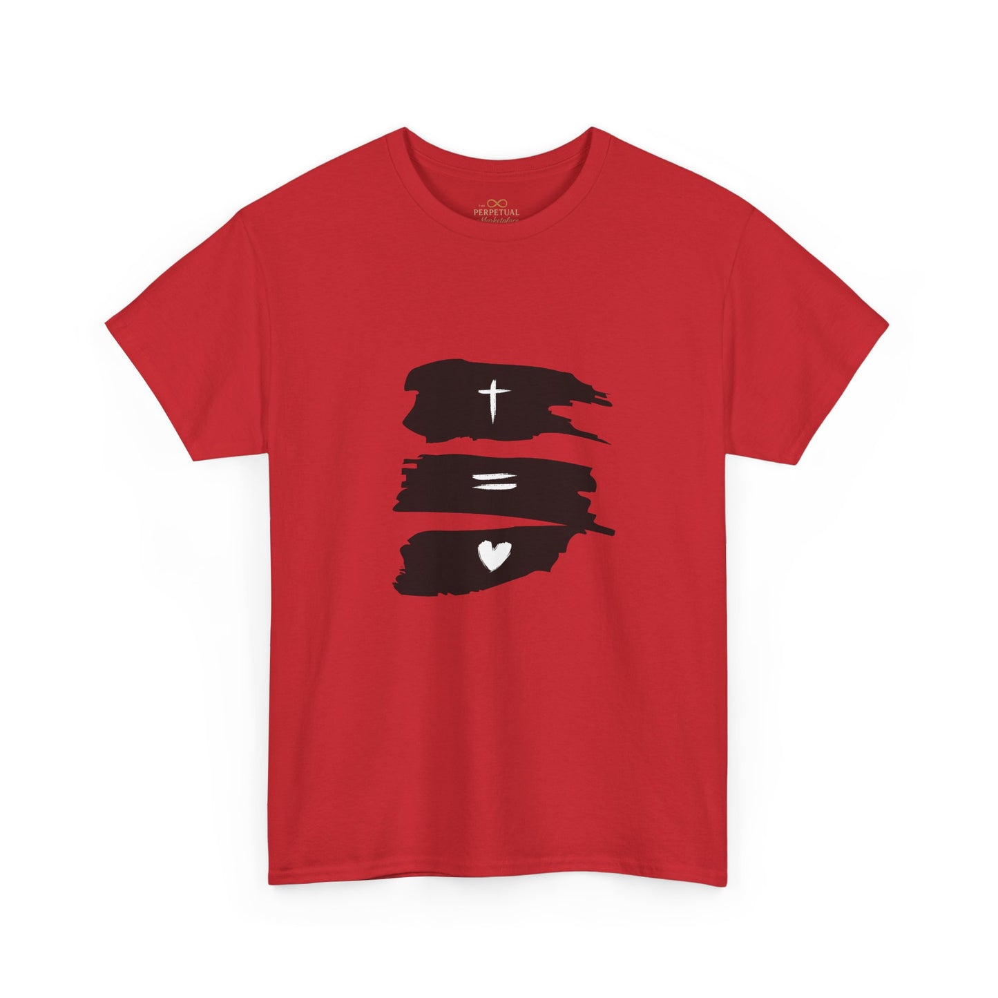 Cross Equals Love – Minimalist Christian Brushstroke T-Shirt