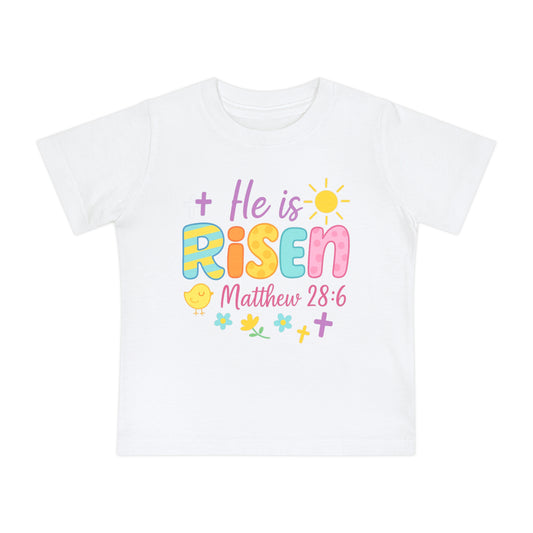 Easter Baby T-Shirt, He is Risen Shirt, Toddler Christian Tee, Spring Celebration Outfit, Cute Religious Gift