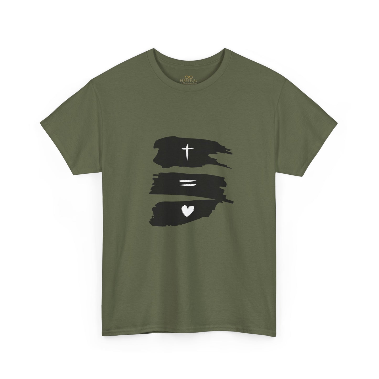 Cross Equals Love – Minimalist Christian Brushstroke T-Shirt