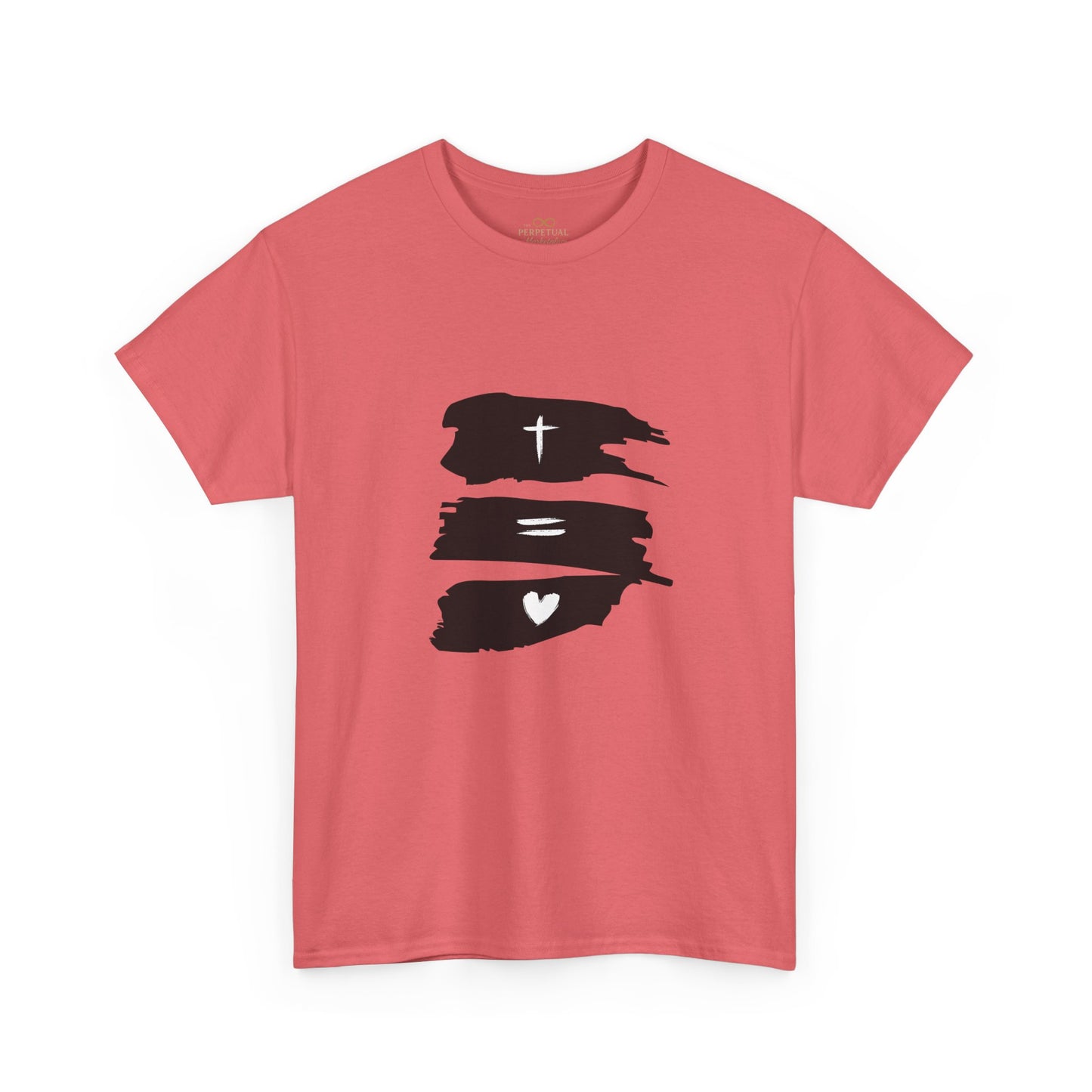 Cross Equals Love – Minimalist Christian Brushstroke T-Shirt