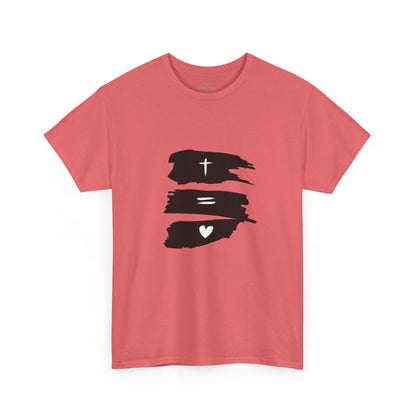 Cross Equals Love – Minimalist Christian Brushstroke T-Shirt