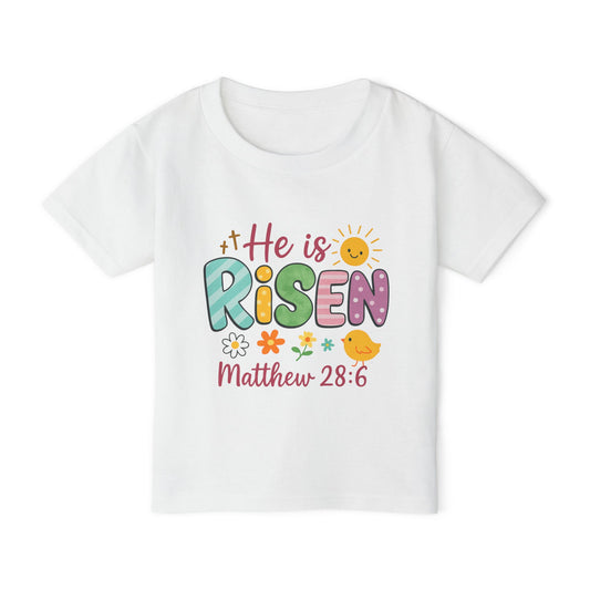 Easter Toddler T-shirt, He is Risen Tee, Bible Verse Kids Shirt, Spring Celebration Outfit, Toddler Gift, Faith-Based Clothing