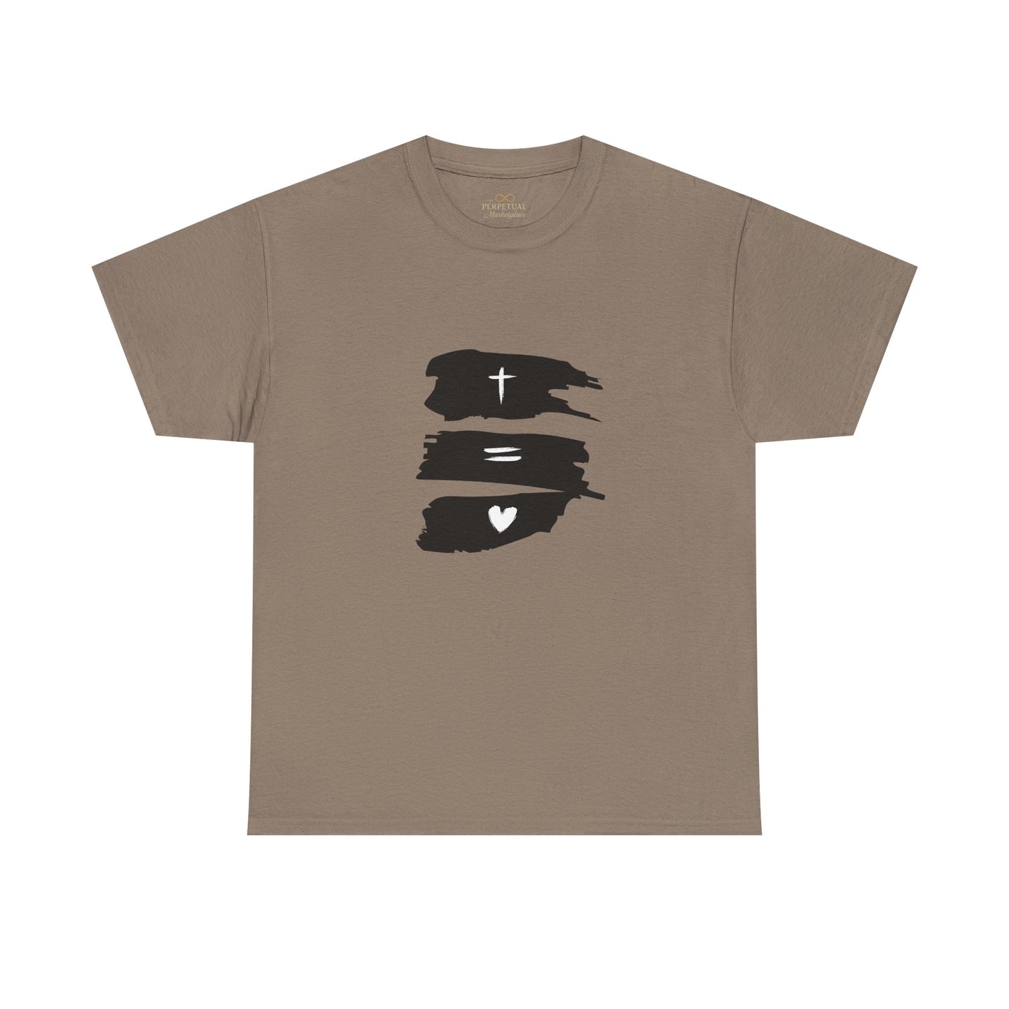 Cross Equals Love – Minimalist Christian Brushstroke T-Shirt
