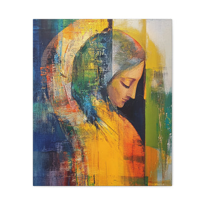 "Mary in Prayer" – Modern Abstract Virgin Mary Canvas Wall Art