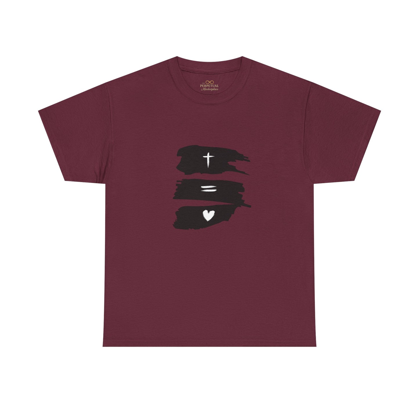 Cross Equals Love – Minimalist Christian Brushstroke T-Shirt