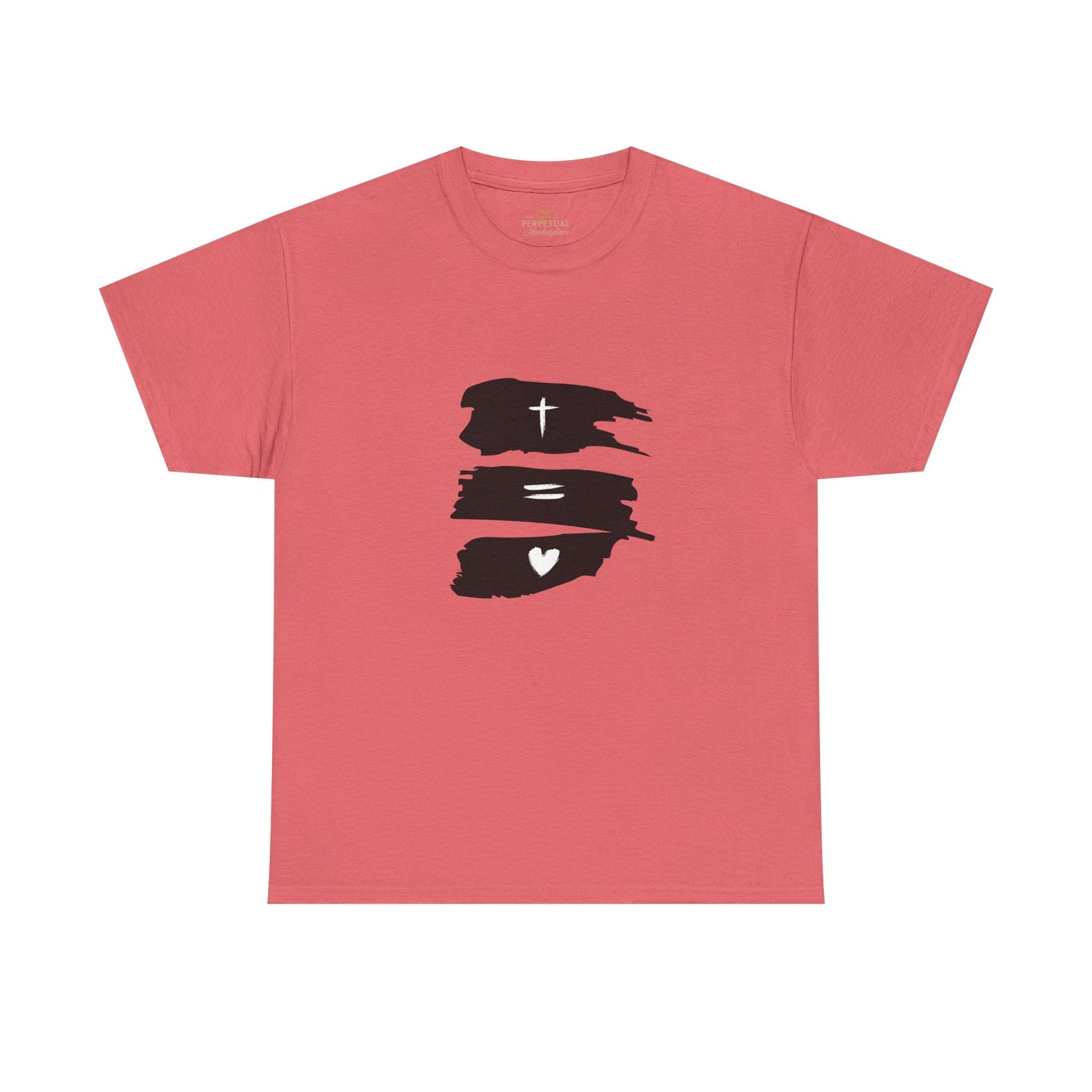Cross Equals Love – Minimalist Christian Brushstroke T-Shirt