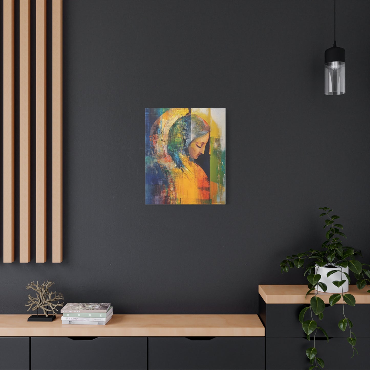 "Mary in Prayer" – Modern Abstract Virgin Mary Canvas Wall Art