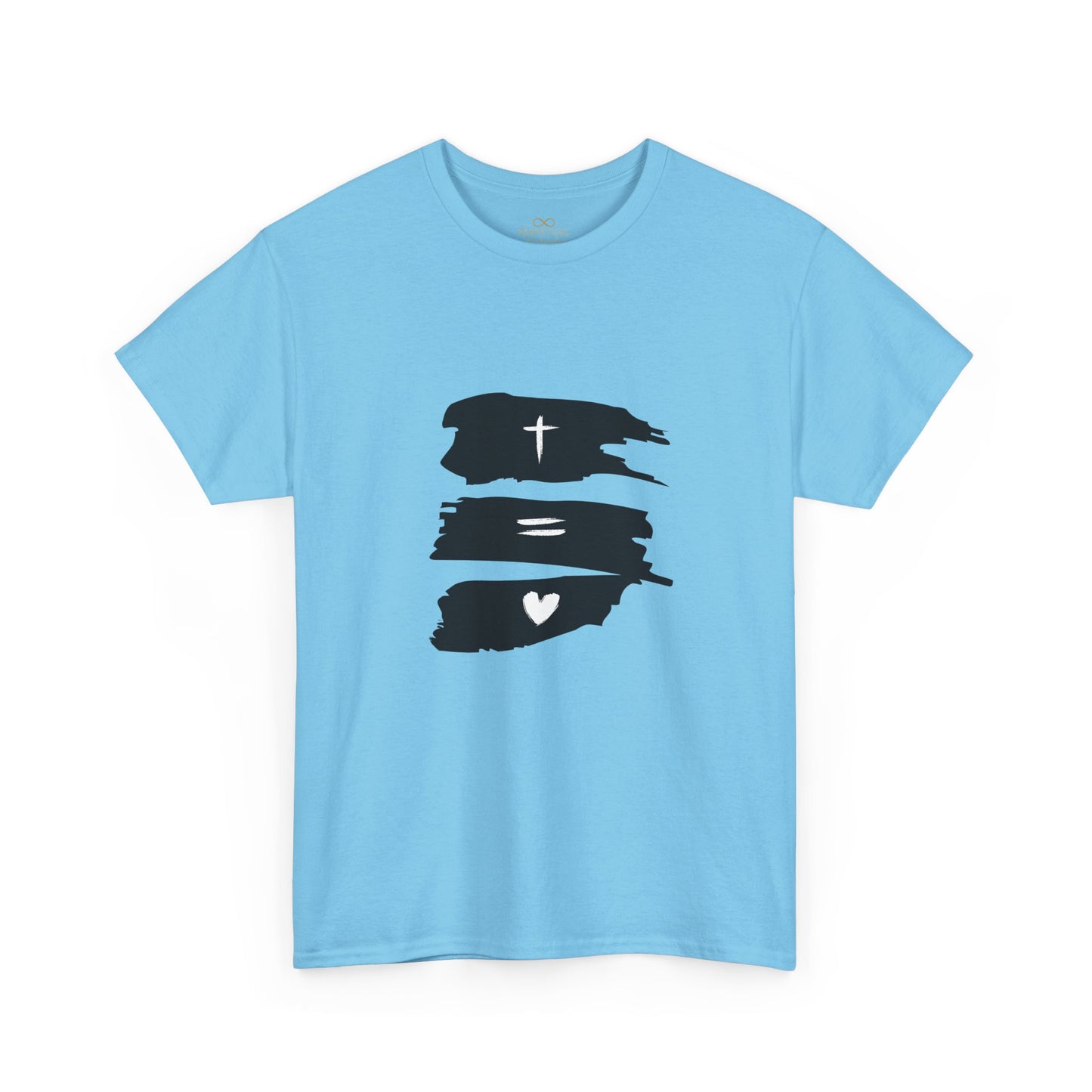 Cross Equals Love – Minimalist Christian Brushstroke T-Shirt