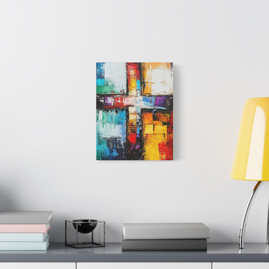 Abstract Cross Canvas Wall Art – Christian Modern Colorful Painting | Inspirational Religious Home Decor | Jesus Art Print