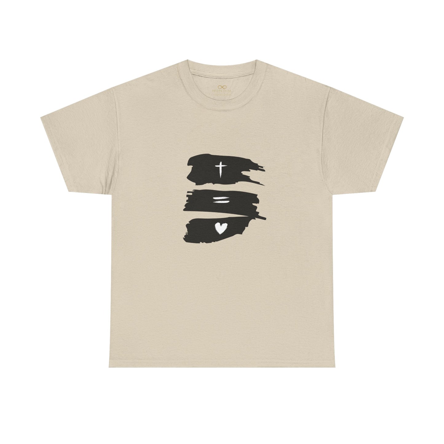 Cross Equals Love – Minimalist Christian Brushstroke T-Shirt