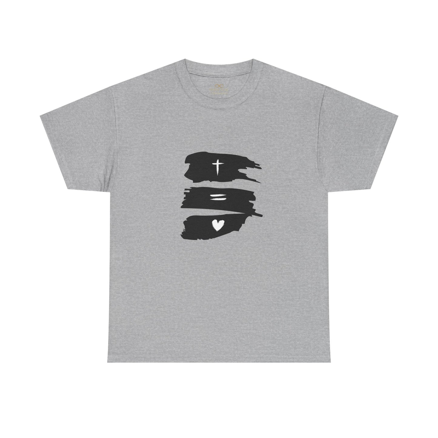 Cross Equals Love – Minimalist Christian Brushstroke T-Shirt
