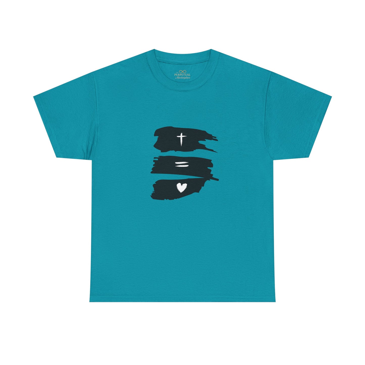 Cross Equals Love – Minimalist Christian Brushstroke T-Shirt