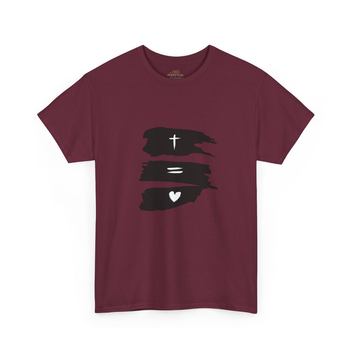 Cross Equals Love – Minimalist Christian Brushstroke T-Shirt