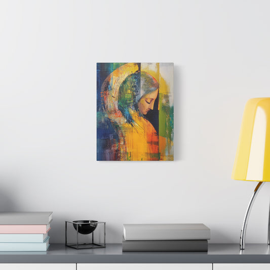 Abstract Virgin Mary Wall Art – Modern Christian Canvas Print – Religious Catholic Artwork – Spiritual Home Decor – Marian Art Gift for Women