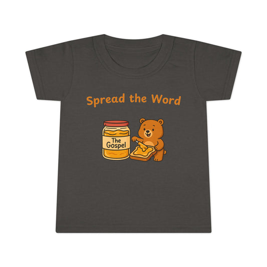 Cute Toddler Christian T-Shirt - 'Spread the Word' with cute bear, Kids Gift, Christian Apparel, Birthday, Playtime Wear, Fun Activities