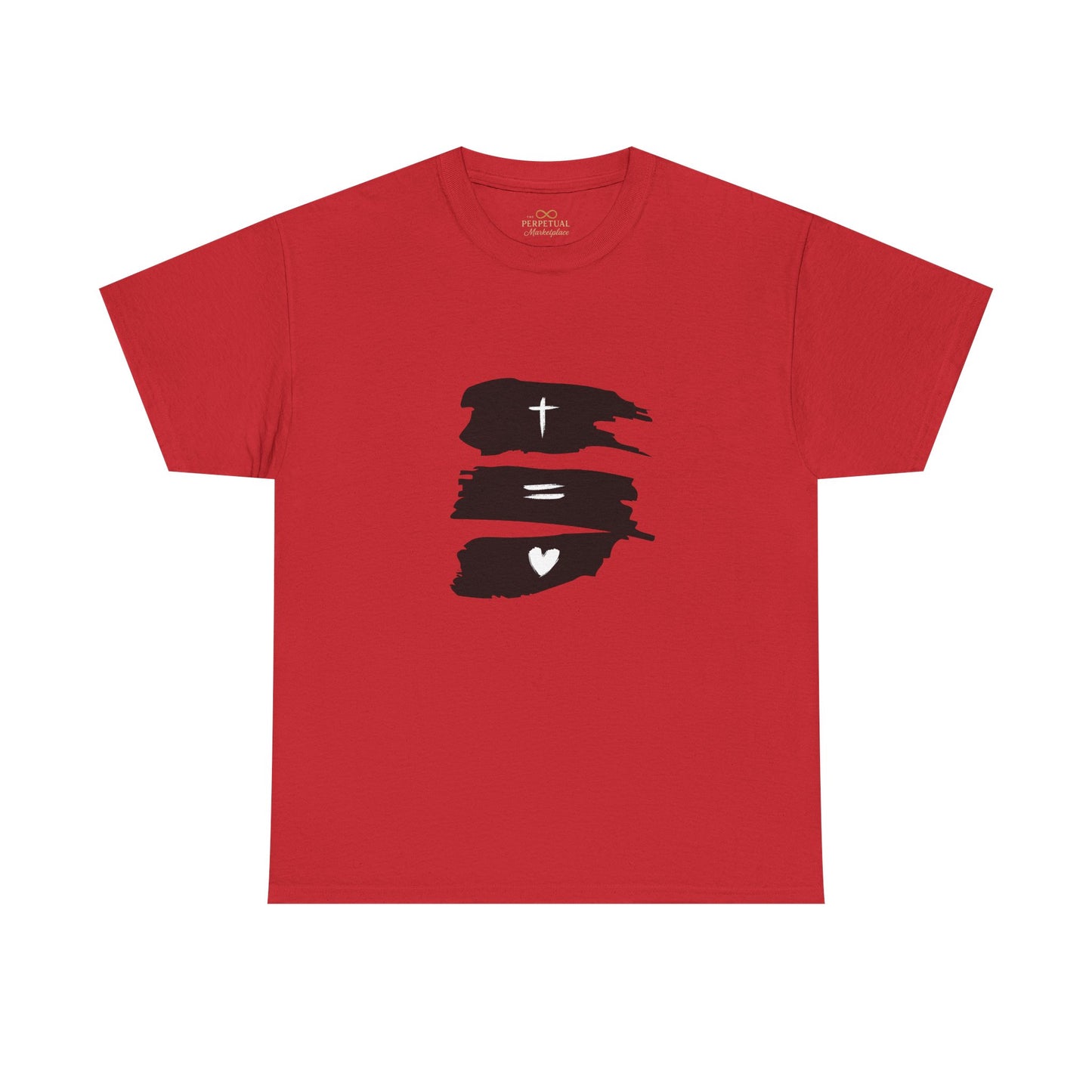 Cross Equals Love – Minimalist Christian Brushstroke T-Shirt