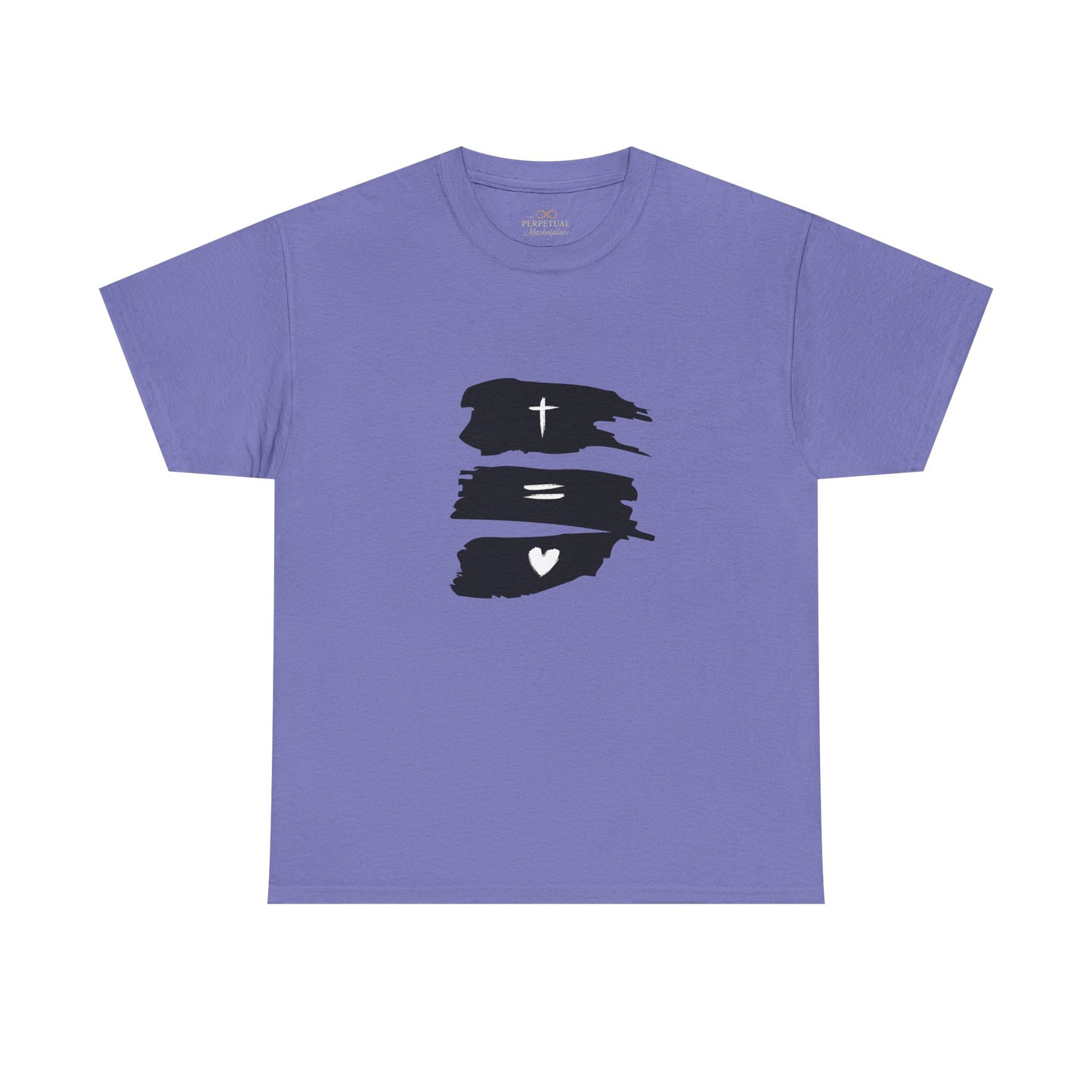 Cross Equals Love – Minimalist Christian Brushstroke T-Shirt