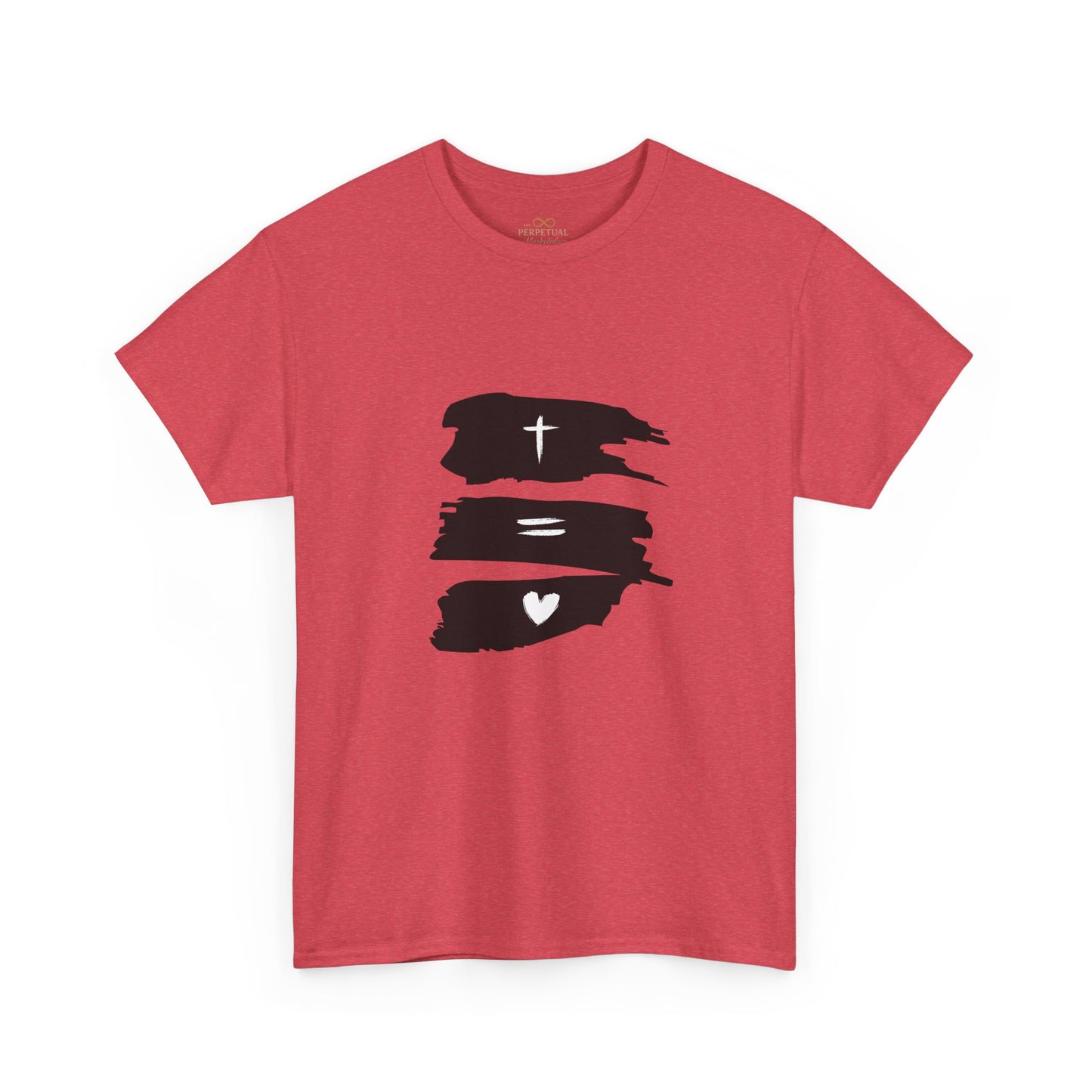 Cross Equals Love – Minimalist Christian Brushstroke T-Shirt