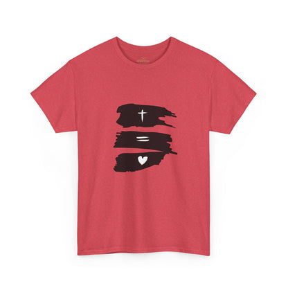Cross Equals Love – Minimalist Christian Brushstroke T-Shirt