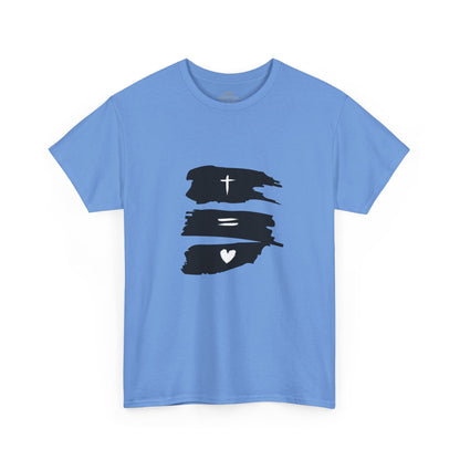 Cross Equals Love – Minimalist Christian Brushstroke T-Shirt