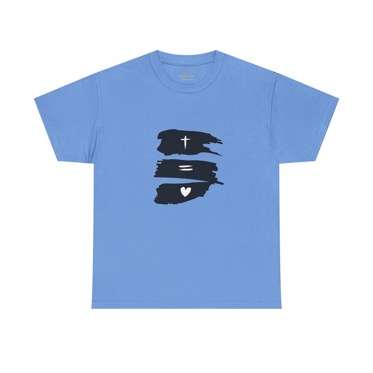 Cross Equals Love – Minimalist Christian Brushstroke T-Shirt