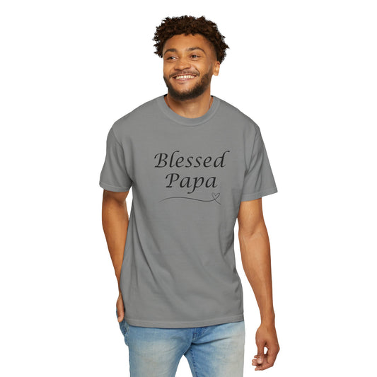 Blessed Papa T-Shirt – Christian Shirt with Script Font & Heart Accent | Gift for Dad or Grandfather