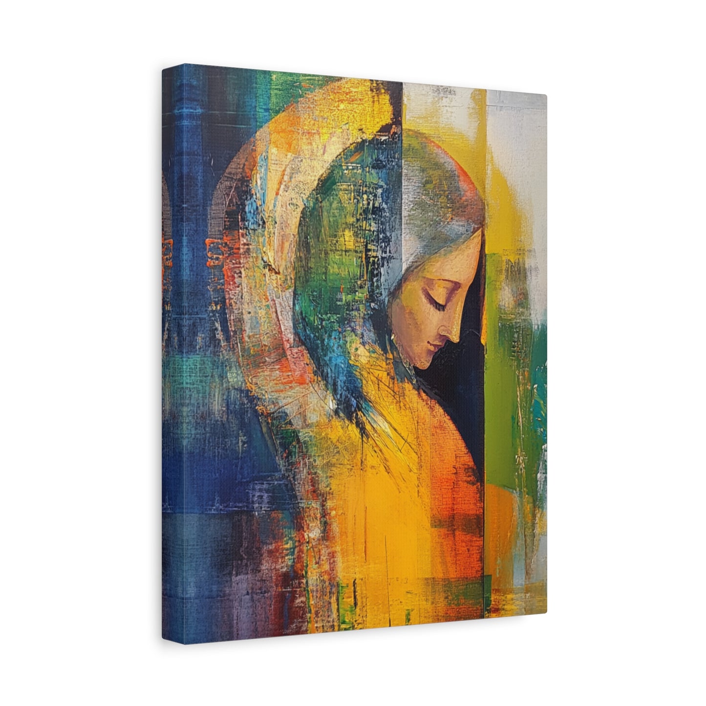 "Mary in Prayer" – Modern Abstract Virgin Mary Canvas Wall Art