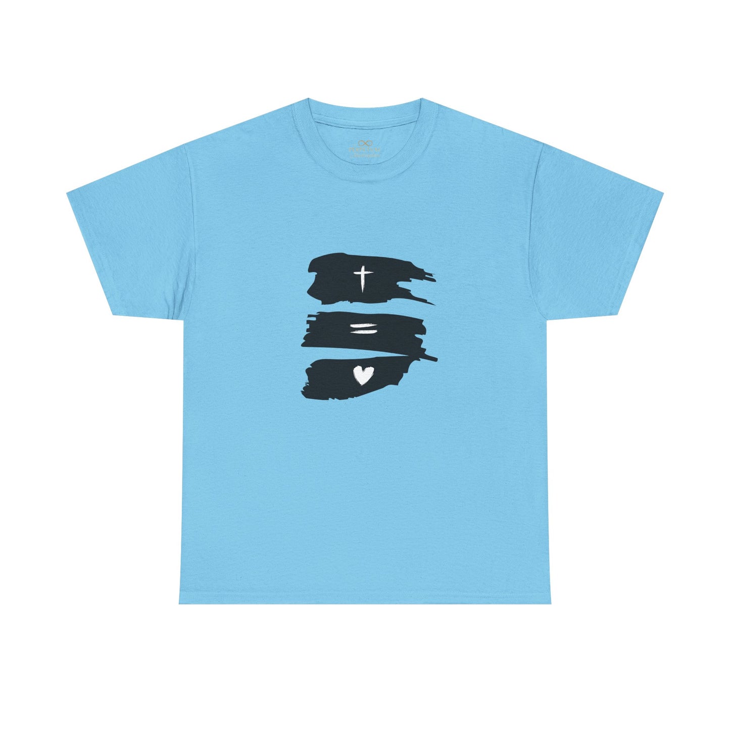 Cross Equals Love – Minimalist Christian Brushstroke T-Shirt